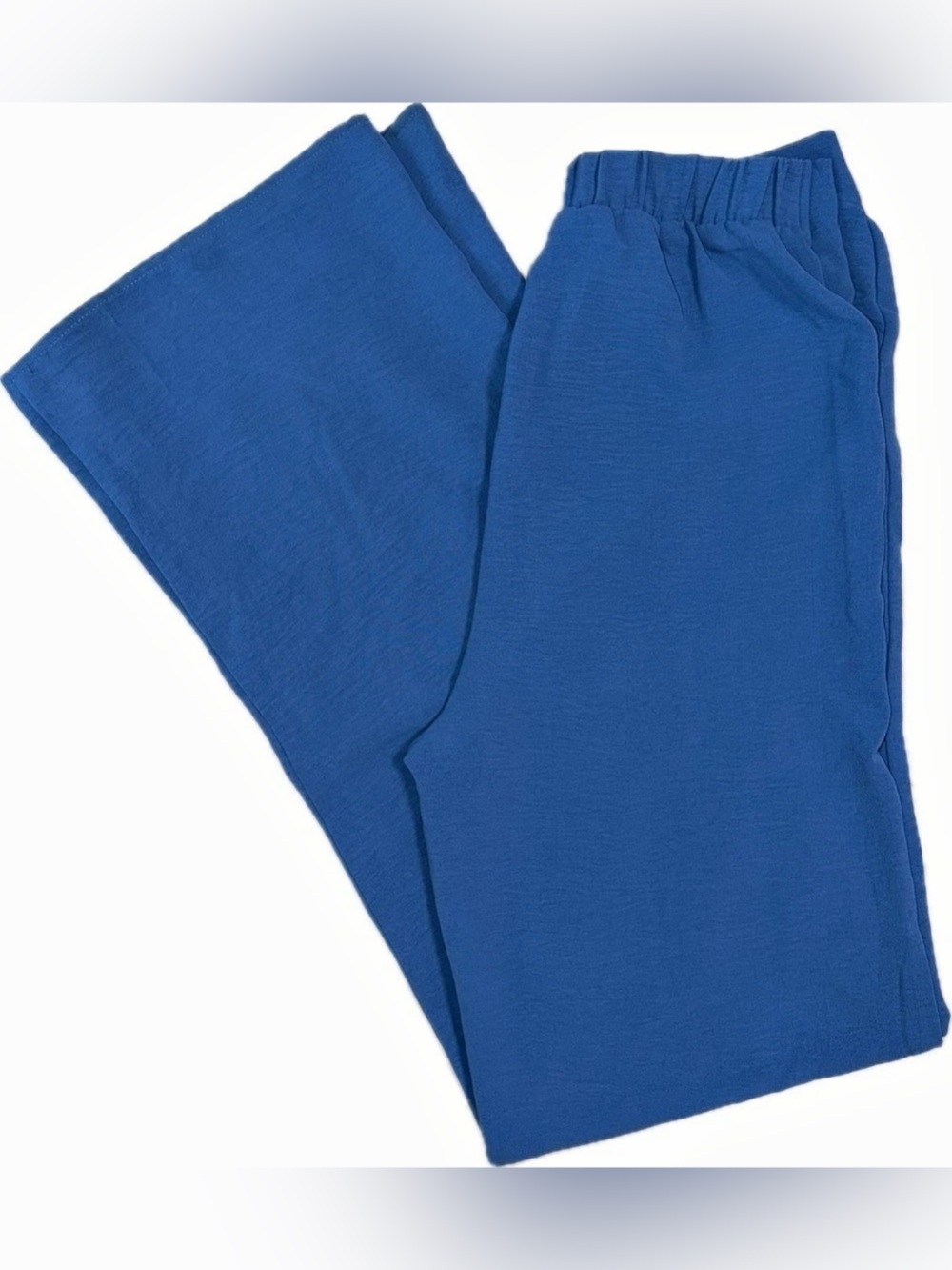 Fashion Nova Blue Wide Leg Palazzo Pants Elastic Waist Flowy Lightweight M